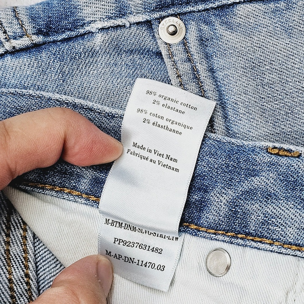 Everlane Selvedge Straight Fit Jeans Mens 32W 32L Blue Organic Cotton Stretch - Picture 5 of 13